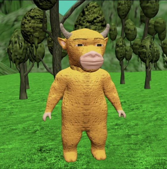 The crude house-style Niu Lai bull the generator draws from — an original AI render, never the film’s official artwork.